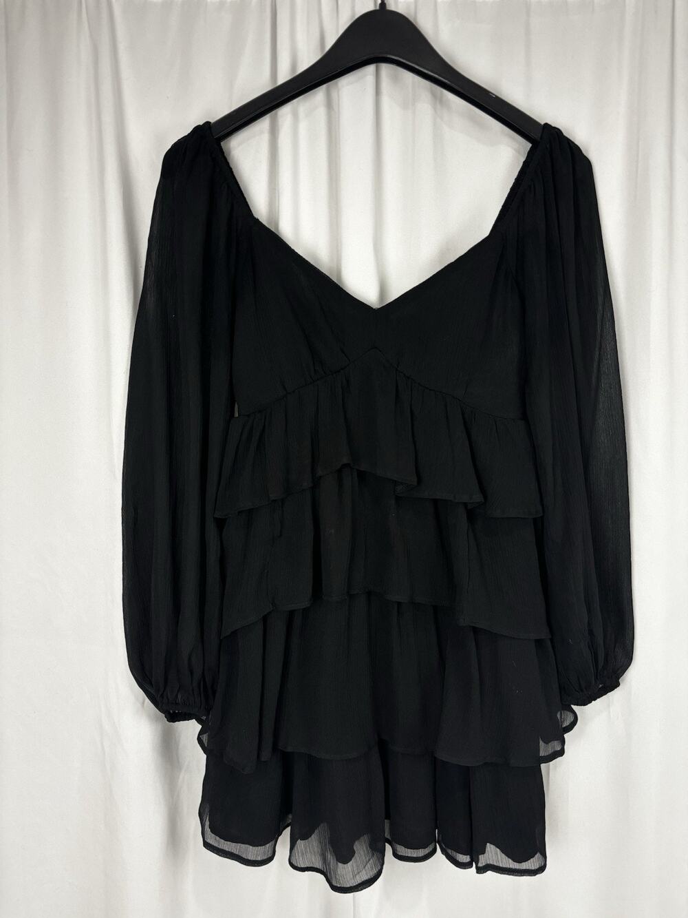 Abercrombie & Fitch Dress Womens XSP Mini Long Sleeve Ruffle Tiered Romantic